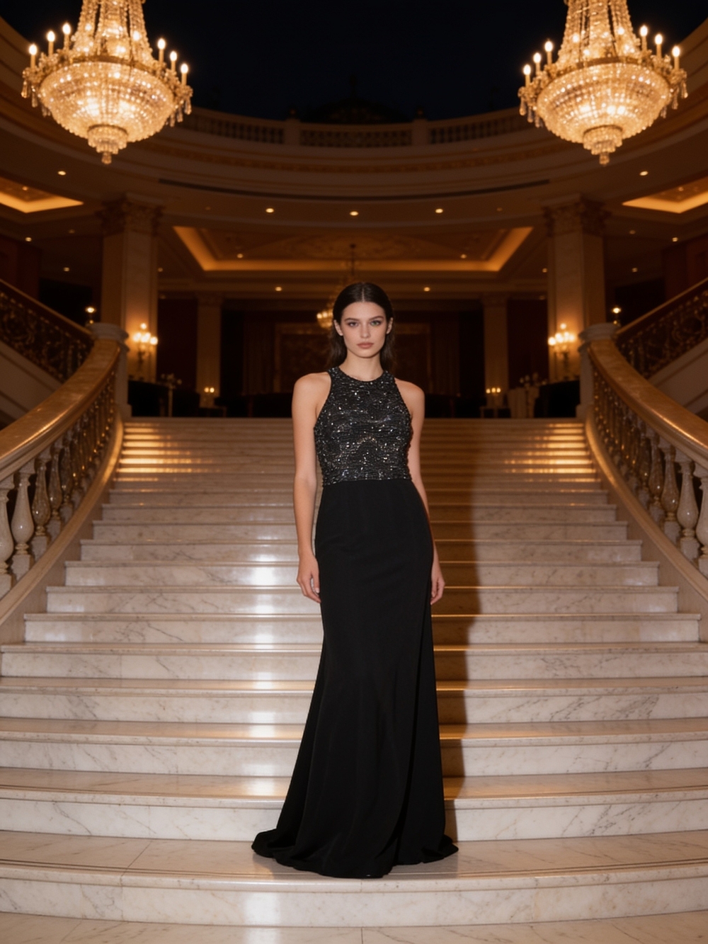 Donna Gray Elegant Black Beaded Evening Gown - Sleeveless Formal Dress Size 10